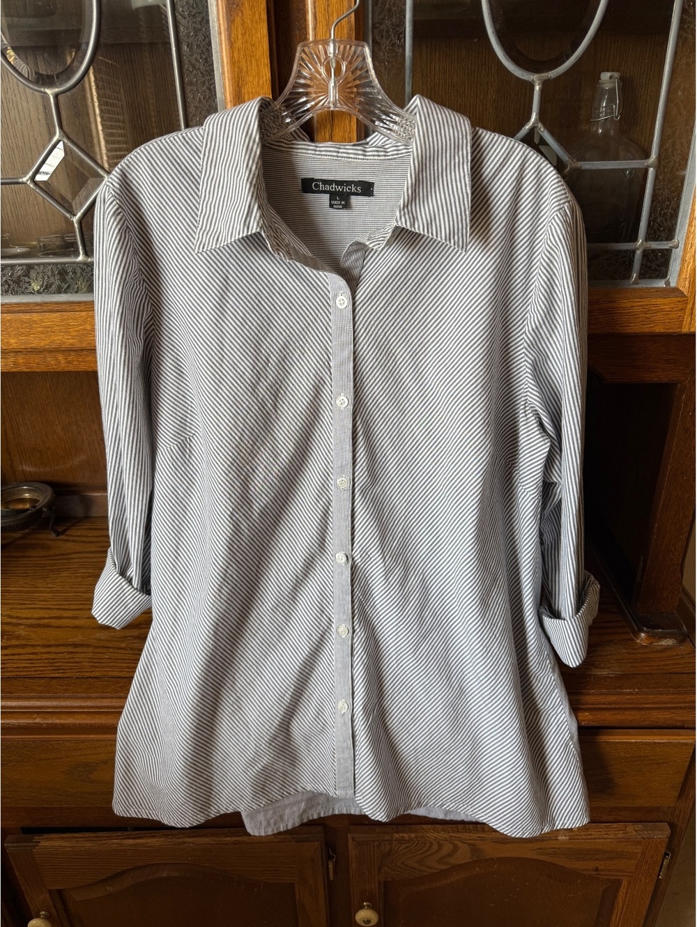 Chadwicks of Boston Striped Button Down Shirt Blouse Womens Size Large